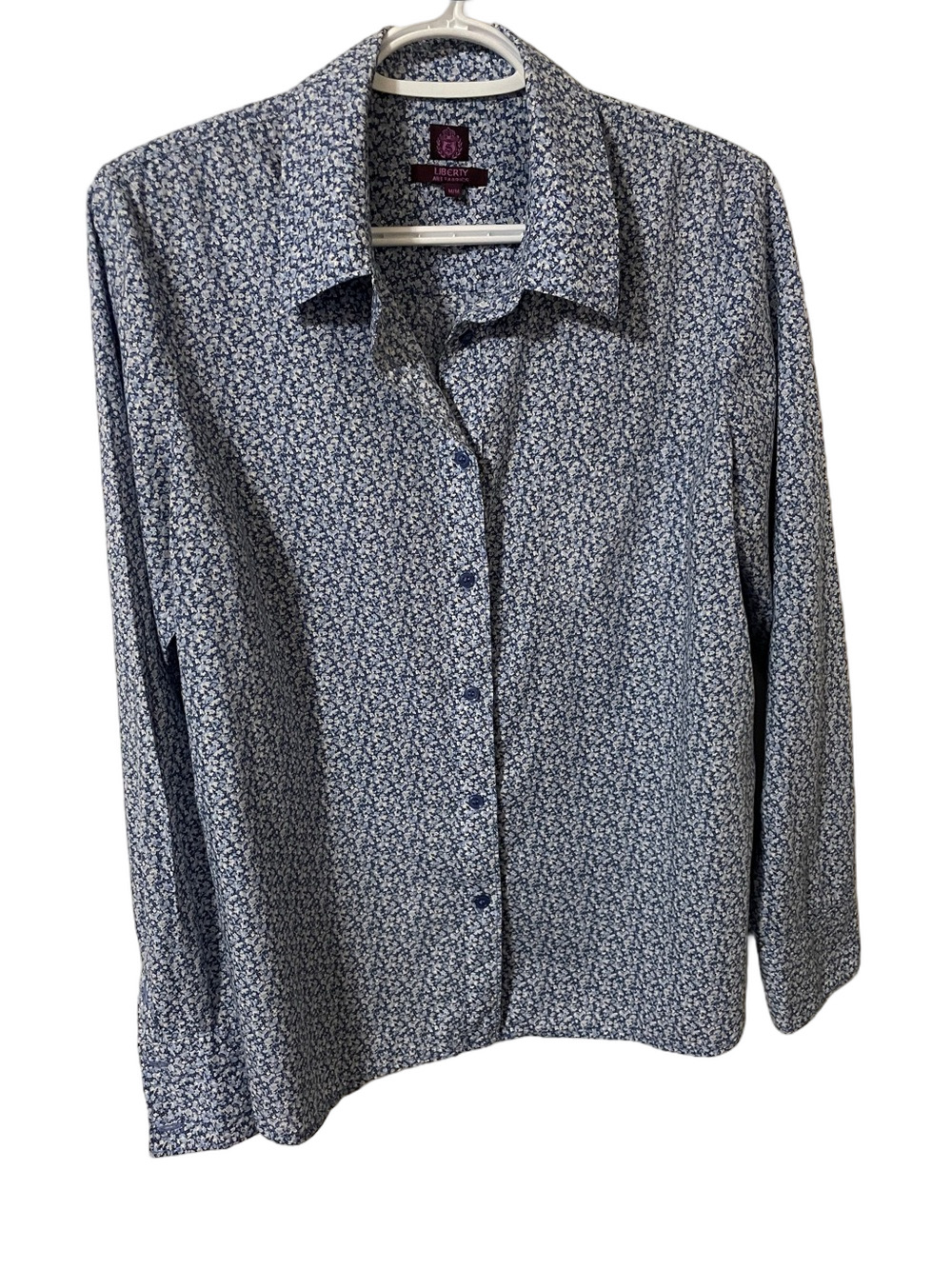 Liberty Art Fabrics Blue Micro Floral Button-Down Shirt Size Medium